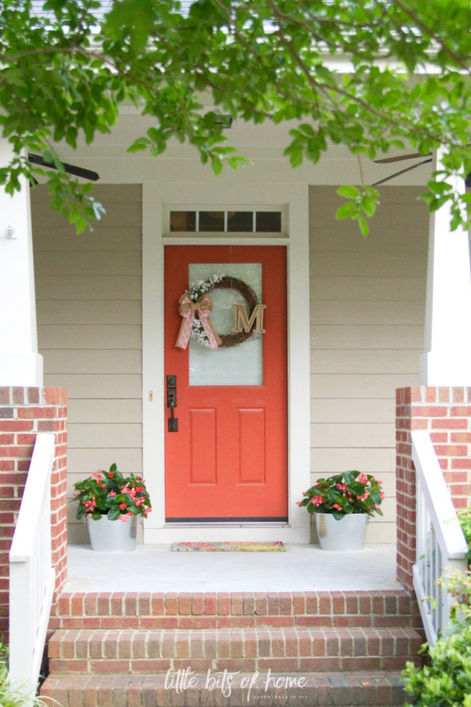 front porch coral door little bits of home