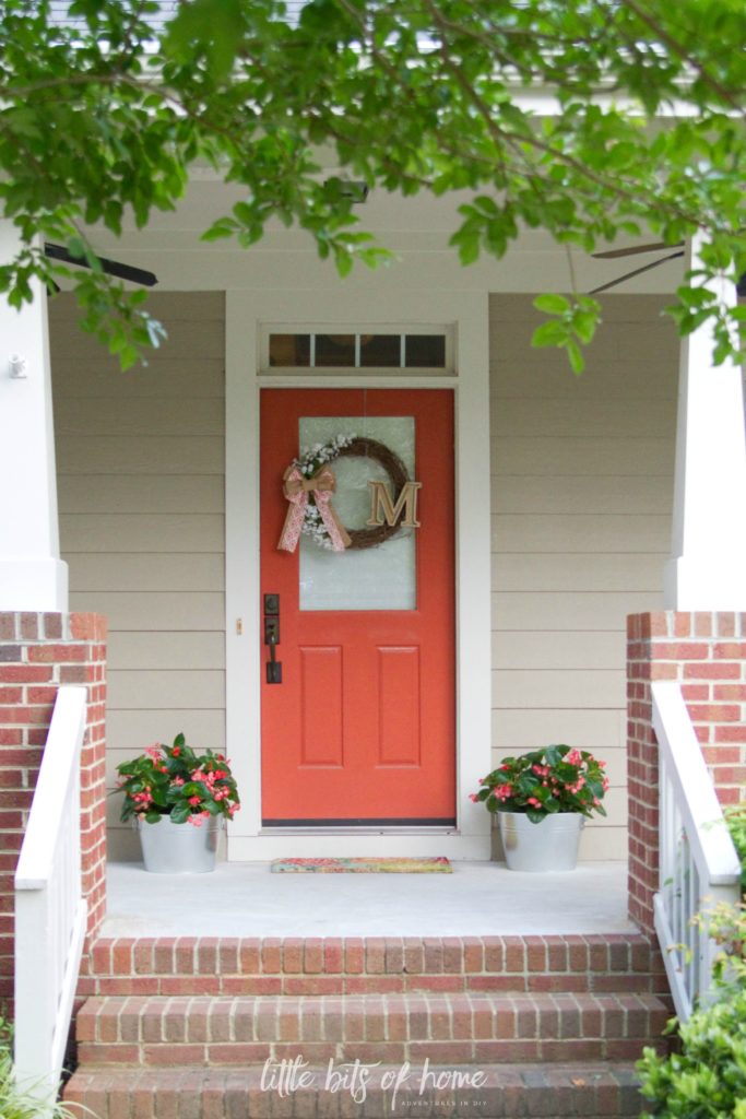 front porch coral door little bits of home