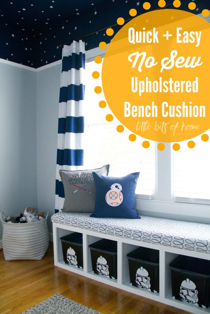 diy no sew upholstered bench cushion logo