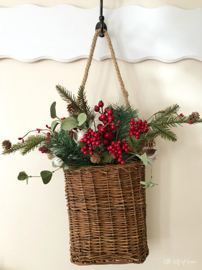 How to Create a Wintry Front Door Basket for Christmas