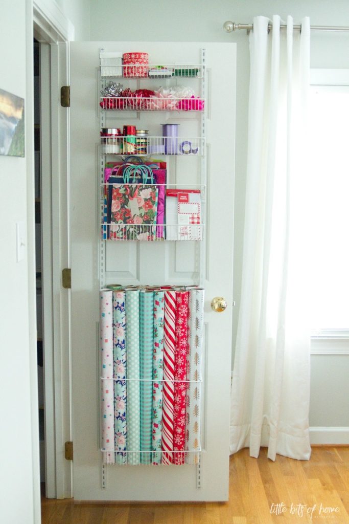 Easy Back of Door Gift Wrap Organizer